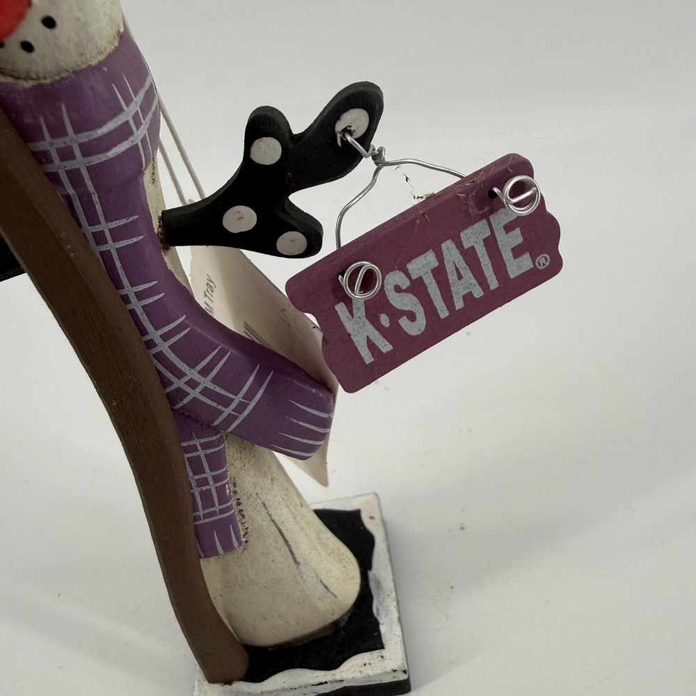 Collectible Kansas State University Wildcats K-State‎ Wooden Decor Snowman NEW - Picture 4 of 6